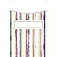 Barker Creek Peel & Stick Library Pockets, Stripes, Great for Holding Library, Index, and Flash Cards, Hall Passes, Recipes, and More! 3-1/2 x 5-1/8, 30 per Pkg (1209)