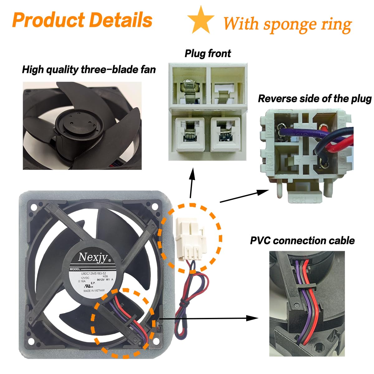 2024 Upgraded OEM DA81-06013A U92C12MS1B3-52 DA31-00287A Refrigerator Evaporator Fan Motor for Samsung, Compatible with Samsung: RF28HMEDBSR/AA RF28HFEDTSR/AA, RF26HFENDSL/AA, etc