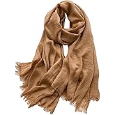 Canxiaoba Solid color cotton and linen scarf, wrinkled all season versatile long sunscreen fashionable shawl
