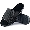 Honalika Cozy Men's Open Toe House Slippers Memory Foam,Comfy Slip On Indoor Slippers for Men Breathable, Non-Slip Soft Bedroom Home Slippers Lightweight