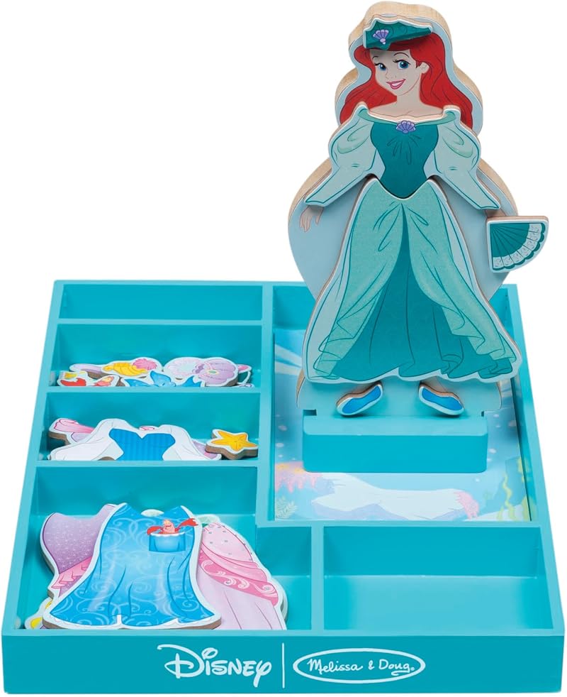 Melissa & Doug Disney Ariel Magnetic Wooden Doll Dress-Up Play Set 30+ Pieces