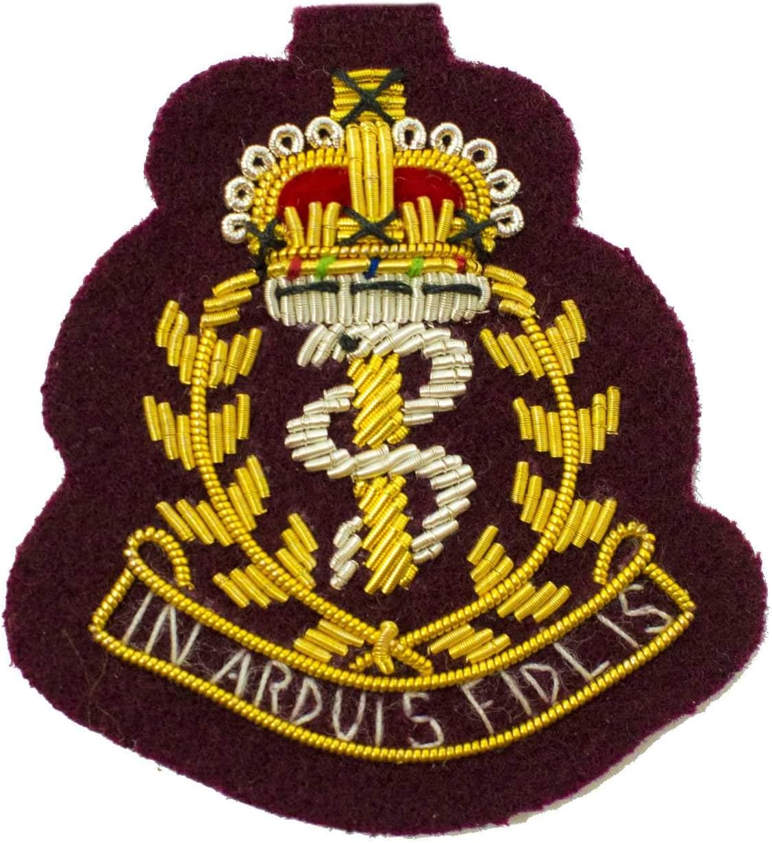 RAMC Officers Beret Cap Badges. Army, Bullion Wire on Maroon