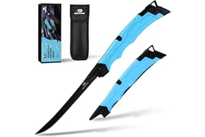 Mossy Oak Fillet Knife, 5.5'' Folding Fillet Knife with Razor Sharp 5Cr15 Stainless Steel Blade, Non-Slip Handle, Protective Sheath, Rust & Corrosion-Resistant Filet Knives for Fish Filleting & Boning