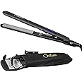 Salona Titanium Coated Hair Straightening Iron, Professional Flat Iron Hair Straightener and Hair Curler with Digital LCD Dis