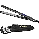 Salona Titanium Coated Hair Straightening Iron, Professional Flat Iron Hair Straightener and Hair Curler with Digital LCD Dis