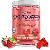 EHP Labs OxyShred Gummies - Pre Workout Gummies & Energy Chews with 100mg Caffeine, L-Carnitine for Thermo & Metabolic Support, All Natural Energy Boost - Strawberry Flavor – 60 Servings