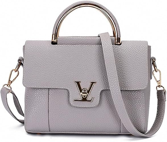 Women V Letters Handbags Women Leather Commuter Office Ring Tote Bag