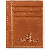 HAVENORA RFID-Blocking Slim Leather Wallet for Men & Women – Minimalist Full-Grain Card Holder with ID Window – Black, Tan, or Matte