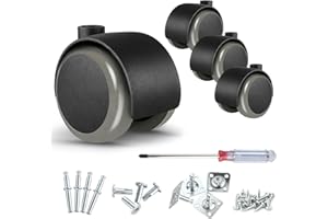 APLLAMO 2 inch Caster Wheels (casters Set of 4) 5/16 inch Valve stem and Rotating top Plate Installation Options,heavy duty casters Total Load Capacity 1000LBS, Replaceable wheels for furniture (Grey)