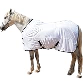 TARFEPA Horse Fly Sheet Lining, Mesh Equine Sheets Fly Rug, UV Protection | Breathable Mesh Fly Sheets for Horse, Equine Summer Sheets, Bug Mosquito FlySheet for Stable, Pasture, Barn (72", White)