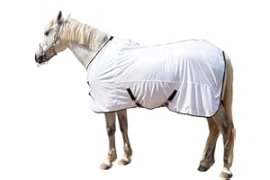 TARFEPA Horse Fly Sheet Lining Horse Sheets, Bug Mosquito FlySheet for Stable, Pasture, Barn - Standard Neck - White 75"