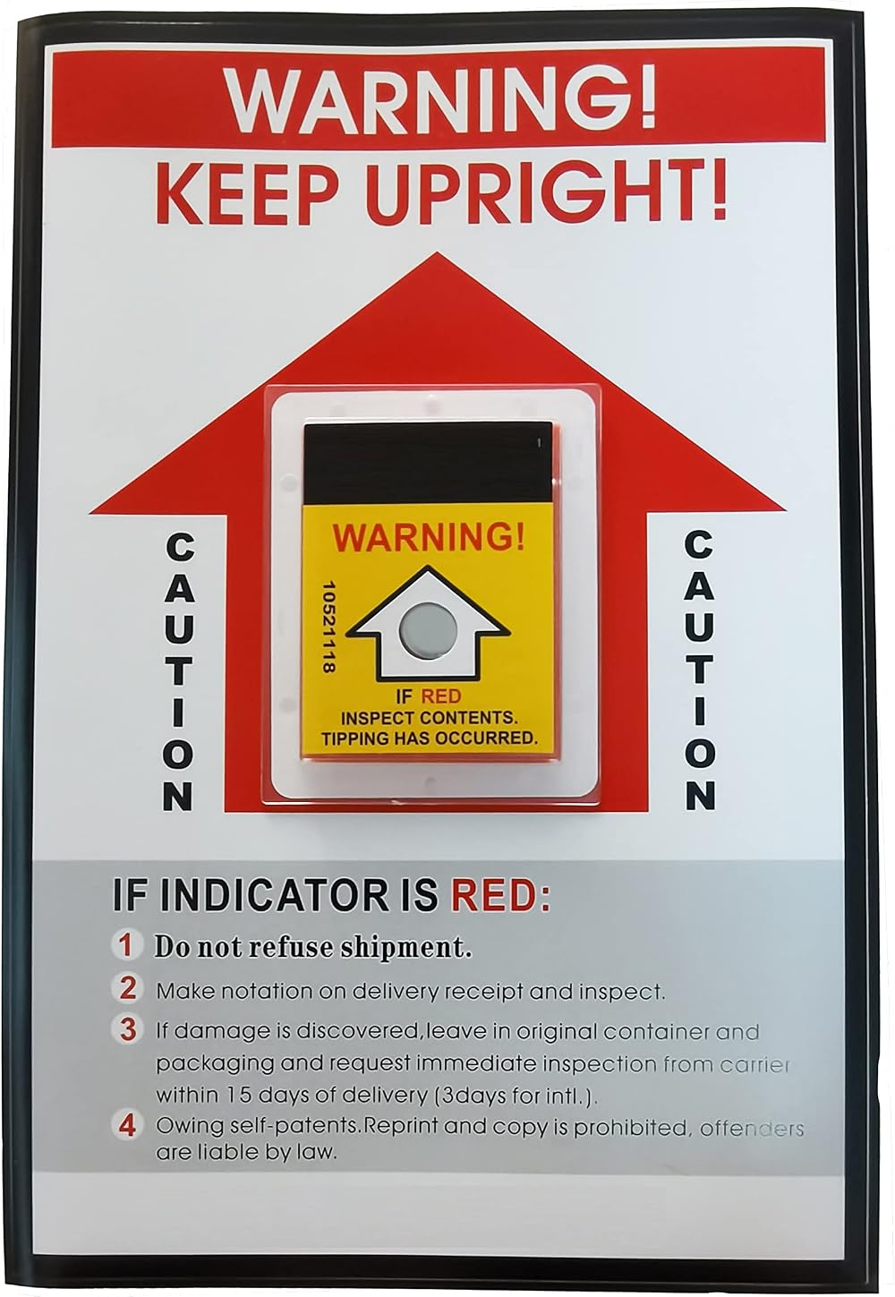 Pawleso Tilt Indicators Pack 10 Tamper Proof Warning Stickers for Tip Sensitive
