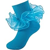 MKYSZLT Girls Ruffle Socks Toddler Girl Frilly Dress Socks Double Lace Big Ruffles Fold Over Church Fancy Sock for Baby Kids