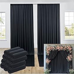 10ftx12ft Wrinkle Free Black Backdrop Curtain, 12
