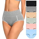 MISSWHO Cotton High Waisted Soft Womens Underwear Breathable Panties, Multipack