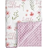 CIVARUA KIDS Floral Baby Blankets for Girls - Super Soft Nursery Minky Blanket, Newborn Baby Blanket with Double Layer Dotted Backing, Pink Lightweight Bed Throw Blanket, 30 x 40 Inch