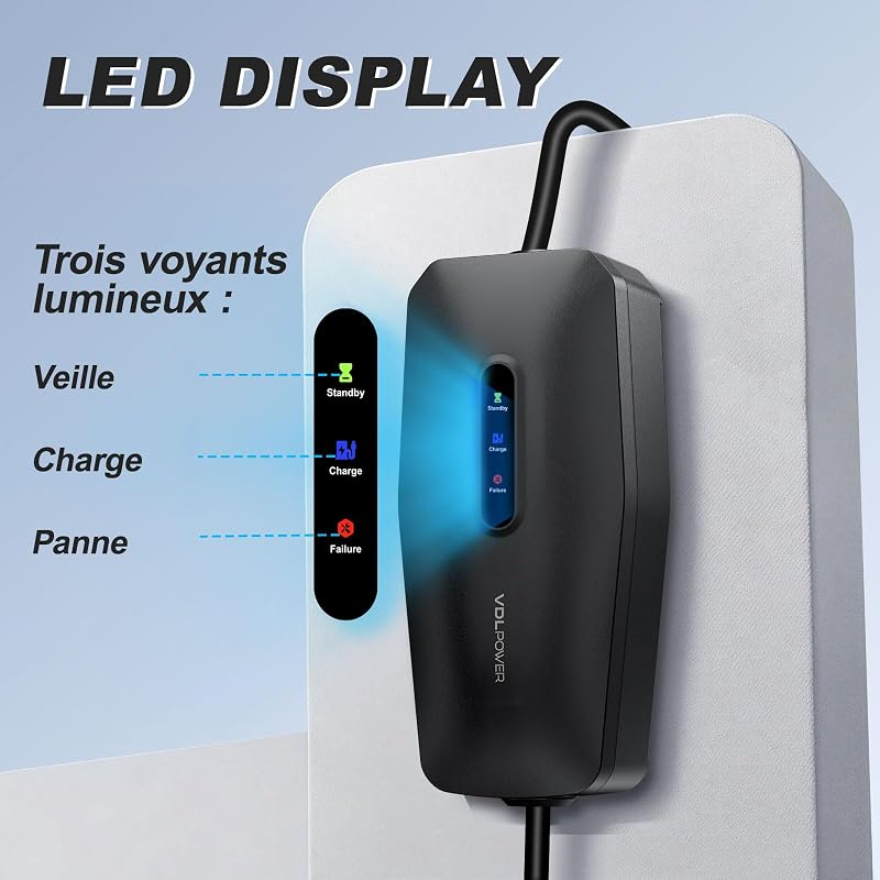 Chargeur Voiture Electrique 3,68kW 16A Type 2 Schuko, EV Chargeur 5m