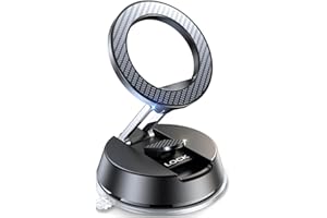 ACMEZING NeverFall Car Phone Holder for MagSafe [78+LBS Ultra Grip | 2400gf Magnetic Power] 360° Foldable Car Mount Cell Phone Holders for Your Car for iPhone 17-12 All Smartphones, Carbon Fiber, with Base Pad