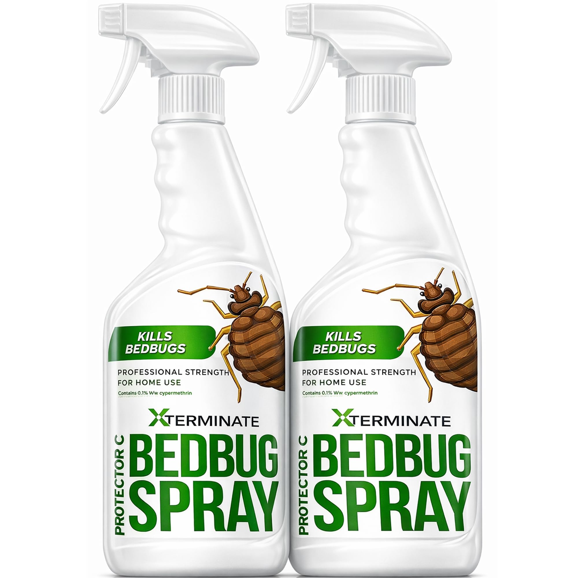 Xterminate Bed Bug Killer Spray 2L, Used By Professionals, HSE Approved High Strength, Low Toxicity, Contains Cypermethrin, Bedrooms Mattresses Carpets Furniture Kills Bugs 1L Pack of 2,Clear