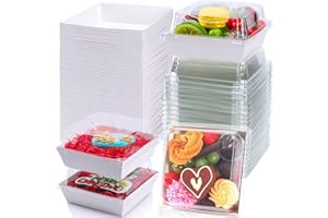 RomanticBaking 100 Pack 4x4x2.5 Inches Charcuterie Boxes with Clear Lids - Bakery, Cookies, Mini Cake, Pie, Cinnamon Roll, Ch