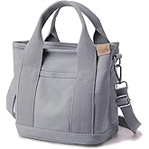 Tuobo Small Tote Bag with Zipper, 2024 Canvas Multi-Pocket Crossbody Bag Shoulder Bag Satchel Hobo Bag Messenger Bag