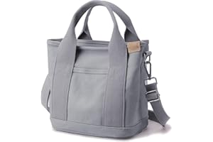 Tuobo Small Tote Bag with Zipper, 2024 Canvas Multi-Pocket Crossbody Bag Shoulder Bag Satchel Hobo Bag Messenger Bag