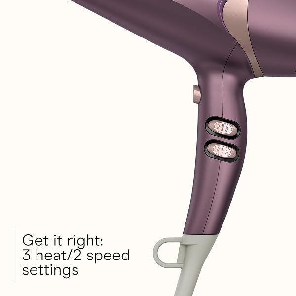 INFINITI PRO CONAIR STYLE & SHINE HAIR DRYER WITH DIFFUSER AND CONCENTRATOR, 1875W STYLE & SHINE BLOW DRYER WITH TOURMALINE AND IONIC CONDITIONING TO FIGHT FRIZZ, 3 HEAT & 2 SPEED SETTINGS, PURPLE