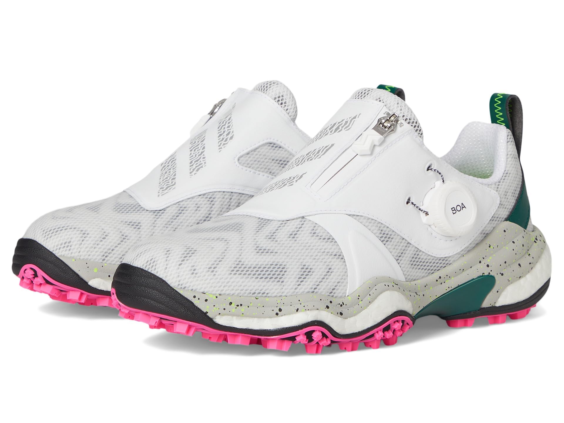 adidas Women’s CodeChaos BOA 25 Spikeless Golf Shoes, Footwear White/Silver Metallic/Collegiate Green, 5.5