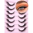 Fox Eyelashes False Lashes Dramatic Faux Mink Lashes Wispy 18mm Long Angel Wing Eyelash Lift Fake Eye Lashes Pack 7 Pairs
