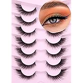 Fox Eyelashes False Lashes Dramatic Faux Mink Lashes Wispy 18mm Long Angel Wing Eyelash Lift Fake Eye Lashes Pack 7 Pairs
