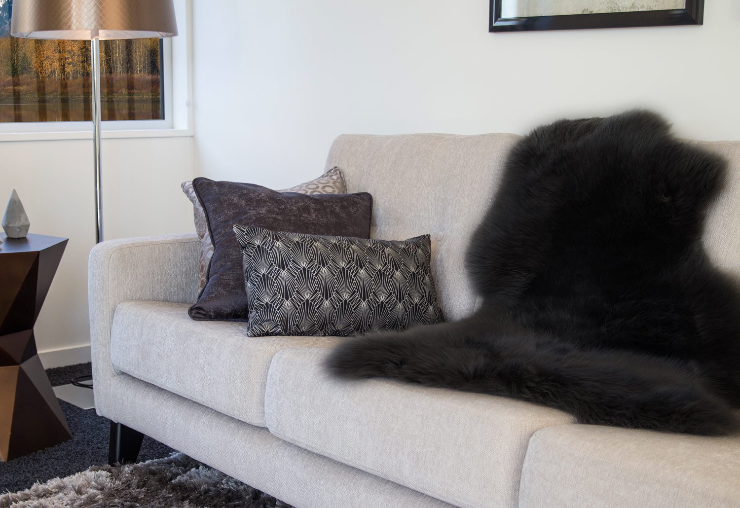 Genuine Sheepskin Rug Soft Fur Single Pelt Throw Rug for Sofa, Bed Or