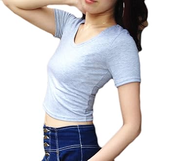 Amazon Co Jp Mitchie Mary ショート丈 Tシャツ レディース