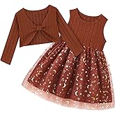 Toddler Girl Fall Dress Tulle Tutu Dress Little Girls Casual Party Outfits Sleeveless Dresses and Long Sleeve Cardigan Sets