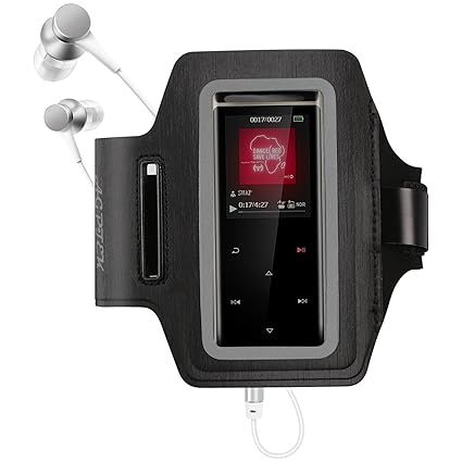 Verstellbar wasserdichter MP3 Player Armband mit reflektierendem Streifen für Nachts Sicherheit, von AGPTEK, Schwarz
