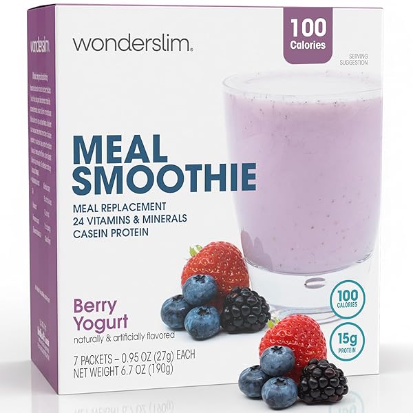 WONDERSLIM MEAL REPLACEMENT SMOOTHIE, BERRY YOGURT, 15G PROTEIN,...
