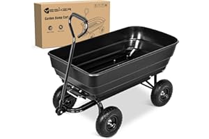 Yesker Garden Carts - 900lbs Dump Wagon with All Terrain Inflatable Wheels for Yard Lawn Farms Gardening - Heavy Duty Utility Outdoor Hauling Wheelbarrow