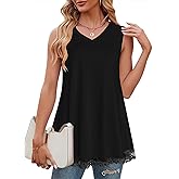 Afibi Women Summer Dressy V Neck Tank Top Loose Fit Flowy Sleeveless Shirt