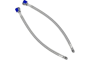 HOMYEP Quick Connect Faucet Water Supply Line, 12 Inch Widespread Bathroom Faucets Braided Stainless Steel Replacement Fast Joint Waterlines, Straight, 2 Pack