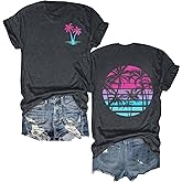 OCURHU Beach Shirts for Women Hawaiian Beach Party Tops Casual Summer Tropical Graphic Outfits