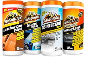 Armor All Interior Car Cleaning Wipes Kit, Disinfects, Protects, and Cleans Car Interiors, Includes Leather Care Wipes, Glass Wipes, Disinfectant Wipes, and Protectant Wipes, 4 Count