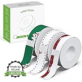 NELKO Genuine P21 Label Maker Tape, Adapted Label Print Paper, 14x40mm (0.55inx1.57in), Standard Laminated Labeling Replacement, Multipurpose of P21, 180 Tapes/Roll, 3-Roll, Christmas Theme