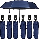 Jexine 6 Pcs Travel Compact Umbrella Automatic Open Close Windproof Small Light Backpack Purse Car Portable Collapsible Umbrella for Rain, Men Women