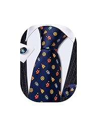 Barry.Wang Mens Christmas Tie Set Navy Red Yellow