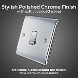 BG Electrical Single 2 Way Wall Light Switch Nexus Metal Polished Chrome 20A view 2