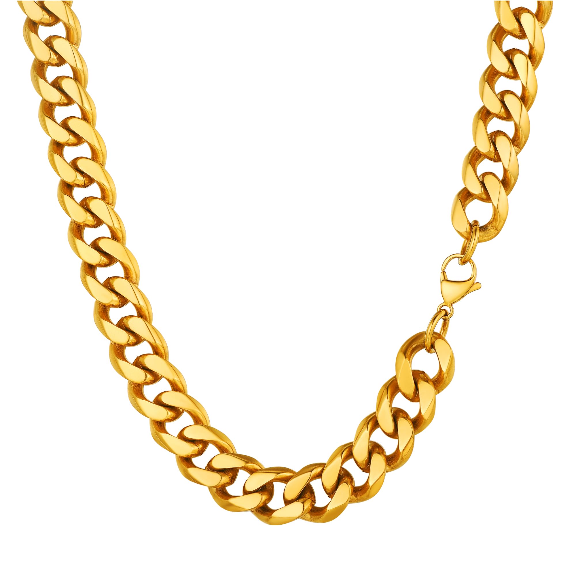 PROSTEEL Thick Gold Chain for Men and Women 12mm 20 inch Gold Plated Large Gold Necklace