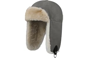 Clakllie Unisex Trapper Winter Hat Waterproof Leather Bomber Hats Russian Ushanka Caps Trooper Aviator Cap with Earflaps