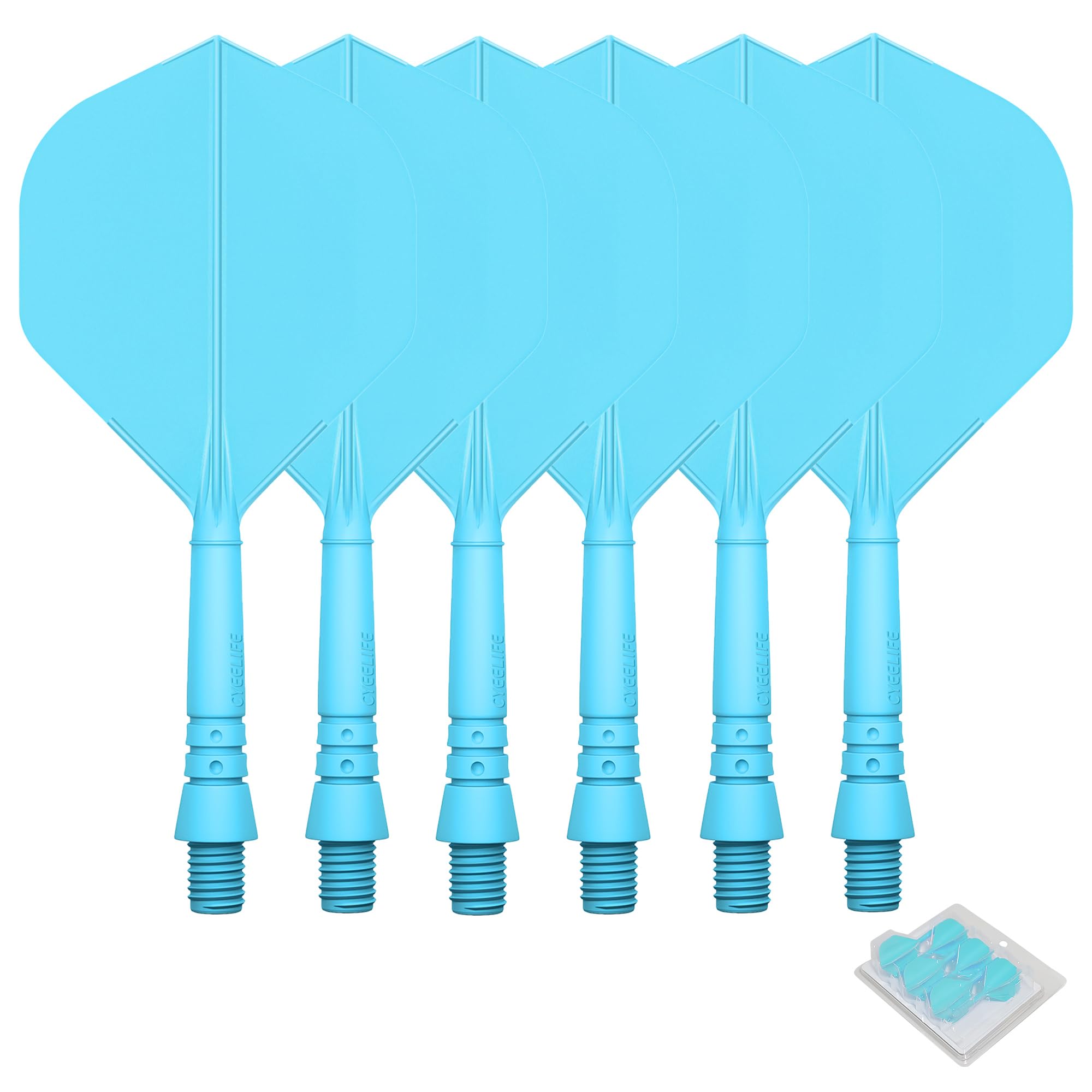 CyeeLife 6 Packs Integrated Dart Flights and Shafts,one Piece Accessory-Blue