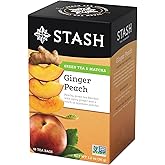 Stash Tea Ginger Peach Green with Matcha, 18 Count