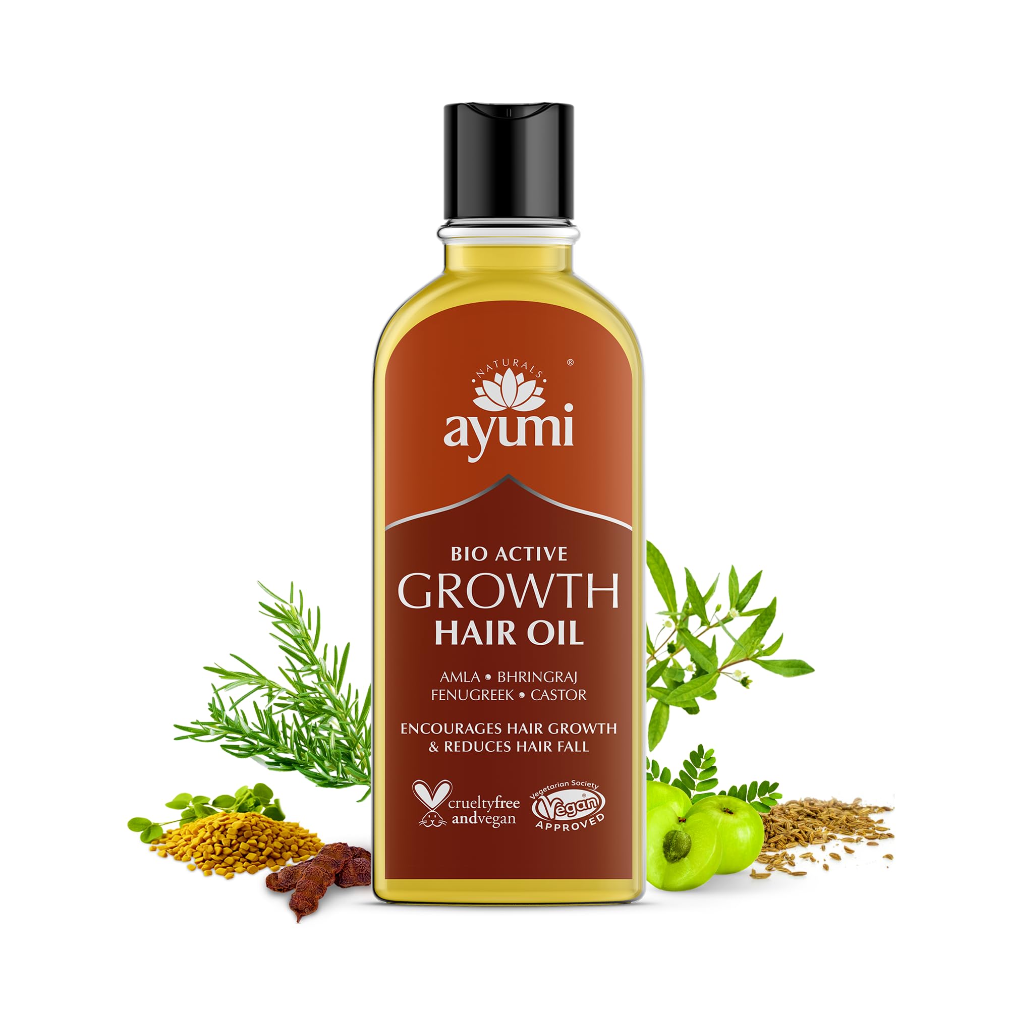 Ayumi Hair Growth Oil | Anti- Hair Loss Treatment for Women & Men | Rosemary Oil for Hair Growth | Hair Oil for Dry Scalp Treatments | CastorOil & Coconut Oil for Dry Hair | 150ml