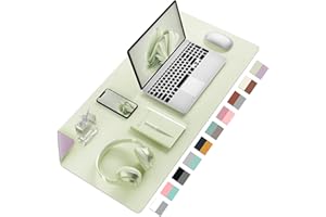 Aothia Double-Sided PU Leather Desk Pad - Non-Slip Large Mouse Pad & Desk Mat for Office, Home - Waterproof, Easy to Clean, Durable Dual-Sided Surface (23.6"x13.7", Matcha Green)
